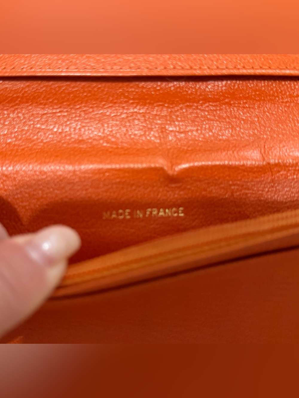 CHANEL Orange Calfskin Leather Bi Fold Long Slim Wallet W/ AUTHENTICITY CARD EUC - Picture 14 of 16